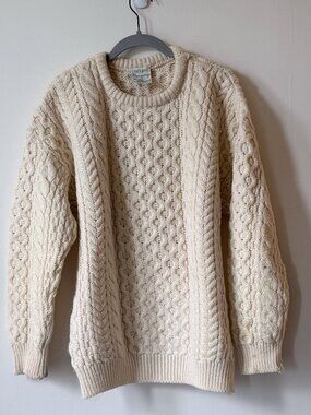 Authentic Irish Fisherman’s Swearer Cream Cable Knit Crewneck Sweater - Men